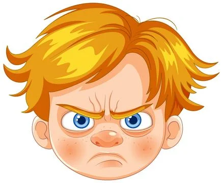 Angry Young Boy Cartoon Expression Stock Illustration