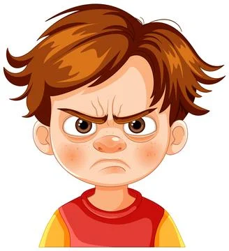 Angry Young Boy Cartoon Expression Stock Illustration