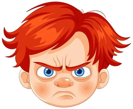 Angry Young Boy Cartoon Expression Stock Illustration