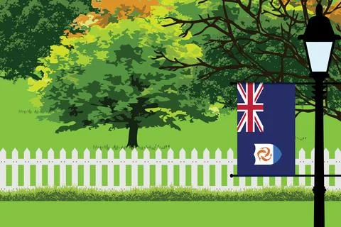 Anguilla Day Trees Lamp Vector Illustration Stock Illustration