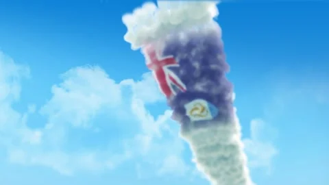 Anguilla Flag 3D Render Animation Created with Colored Smoke Trails by Aircr Stock-Footage 332246757