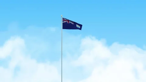 Anguilla Flag 3D Render Animation Waving on Pole with Blue Sky Video stock 333220229