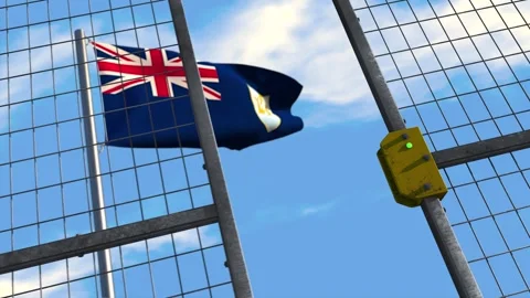 Anguilla flag behind closing gate Stock Footage 276310667