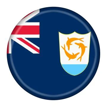 Anguilla flag button 3d illustration with clipping path Stock Illustration