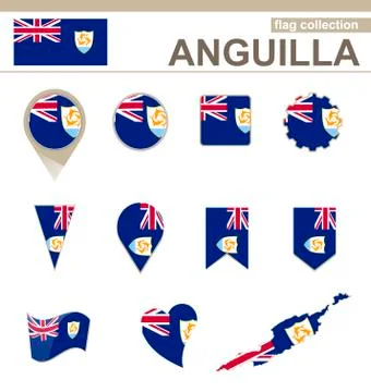 Anguilla Flag Collection Stock Illustration