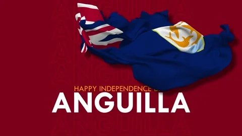 Anguilla Flag Flying in Wind, Happy Independence Day Stock Footage 232702883