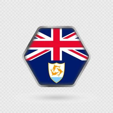Anguilla flag in a hexagon frame. Stock Illustration