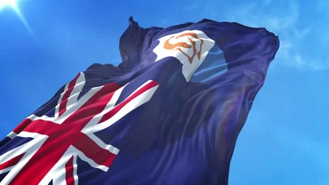 Anguilla Flag Low Angle View Stock Footage 295683777
