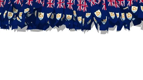 Anguilla Flag Strip Waving in The Wind, 3D Rendering Stock Footage 232500233