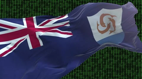 Anguilla flag - Waving flag on matrix binary code background Stock Footage 321420806
