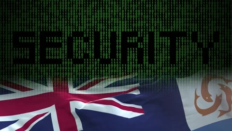 Anguilla flag - Waving flag on matrix binary code background Stock Footage 321422091