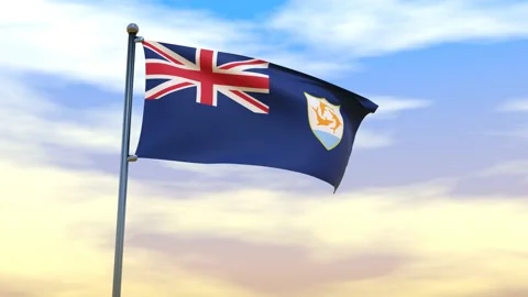 Anguilla Flag waving in the high wind Stock Footage 153869189