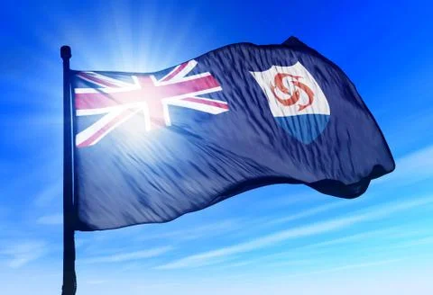 Anguilla flag waving on the wind Stock Illustration