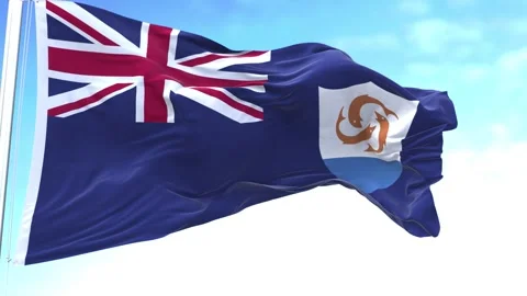 Anguilla Horizontal Flag in the Sky Speed Waving Stock Footage 324171645
