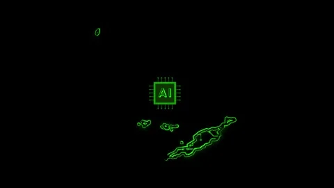 Anguilla Map AI Chipset Technology Opener Stock Footage 337082495