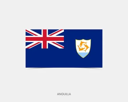 Anguilla Rectangle flag icon with shadow. Illustrazione stock