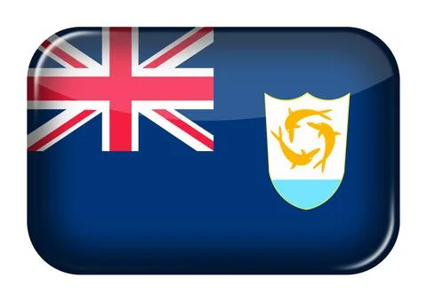 Anguilla web icon rectangle button with clipping path 3d illustration Stock Illustration