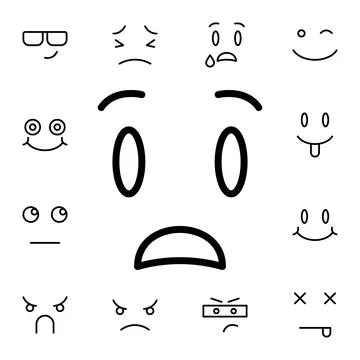 Anguished, face flat vector icon in emotions pack Stock Illustration