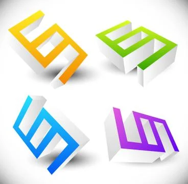 Angular 3d icons rotated in 4 angles. Stockillustratie