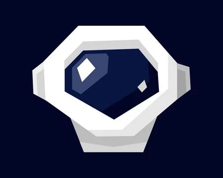 Angular Astronaut Helmet. Pentagonal fantasy Spacesuit. Unusual element of white Stock Illustration