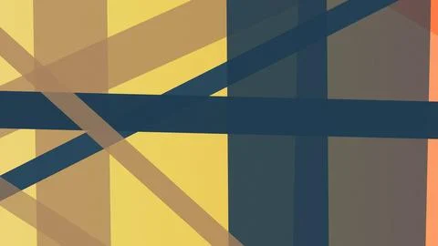 Angular bars and vertical fields intersect in a warm mustard, ochre, navy, .. Stock Illustration
