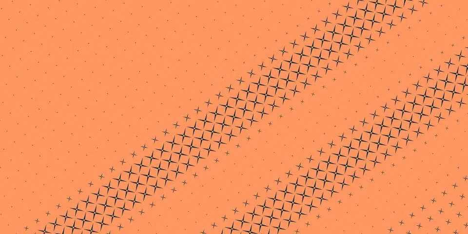 Angular black starburst bands sweep across a vivid orange field, creating e.. Illustrazione stock