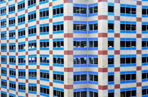 Angular blue window building Stock Photos