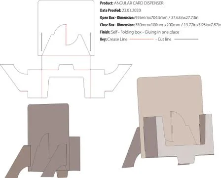 ANGULAR CARD DISPENSER Box template die cut vector-eps Illustrazione stock