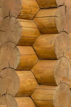 Angular connection of a wooden house Stock Photos