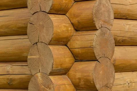 Angular connection of a wooden house Stock Photos