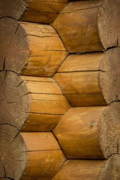 An angular connection of a wooden log house Stock Photos