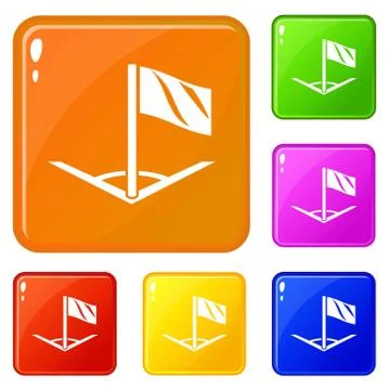 Angular football icons set vector color Illustrazione stock