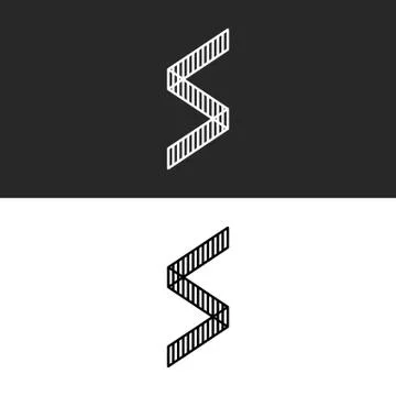 Angular form geometric letter S logo monogram. Icon fence primitive shape. Stock Illustration