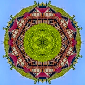 Angular fractals made from cabins in Park City Foto stock