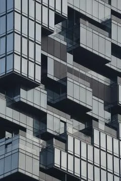 Angular geometric mirror cladding with repeating modern structure Stock Photos