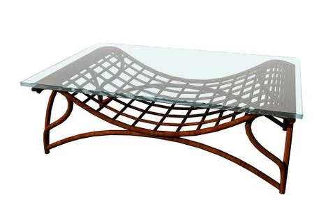 Angular glass table on basket stand Stockillustratie