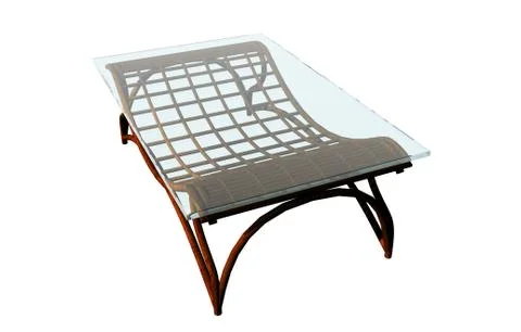 Angular glass table on basket stand Stockillustratie