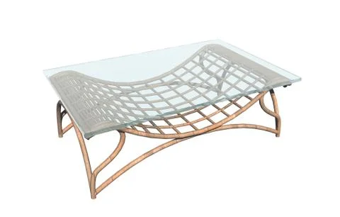 Angular glass table on basket stand Stock Illustration