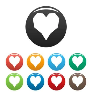 Angular heart icons set color Ilustración de archivo