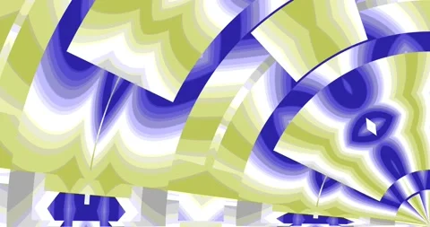 Angular kaleidoscope forming a folding fan of yellow, blue and white ribbons 스톡 동영상 141980994