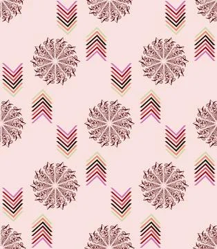 Angular lines and circles of openwork elements create a seamless vector pat.. 스톡 일러스트