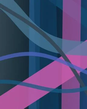 Angular magenta planes and sweeping blue ribbons cross a dark field, produc.. Illustrazione stock
