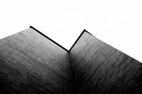 Angular minimalist building silhouette black and white Stock Photos