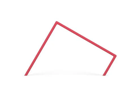 Angular red column archway basic foundation geometric shape 3d glossy element Ilustração Stock