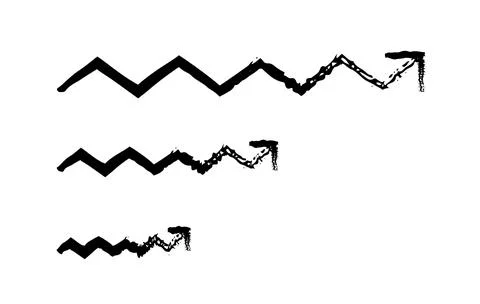 Angular sharp zigzag right arrows grunge doodle design element set Stock Illustration