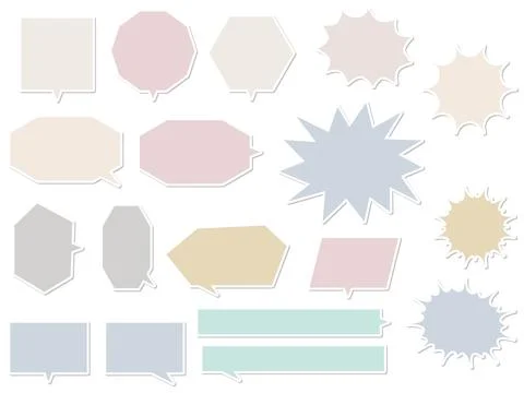 Angular speech bubble set with calm color. Stock Illustration