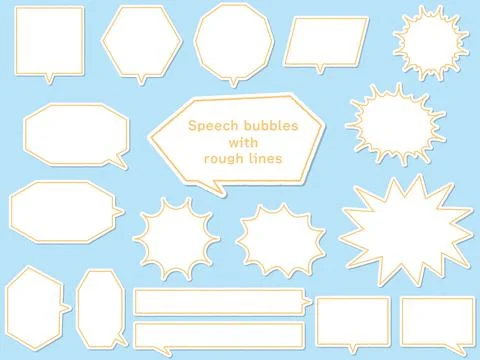 Angular speech bubble set drawn with rough lines. Stock Illustration