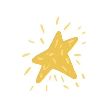 Angular star isolated on white background. Hand drawn sketch magic element ye Ilustración de archivo