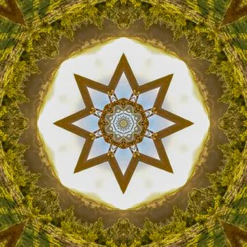 Angular star shape made from abstract wooden Chuppah photo from a Jewish wedding Stock Photos