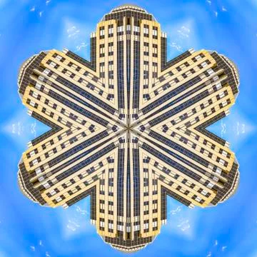 Angular star shape made from apartment complex Stock Photos